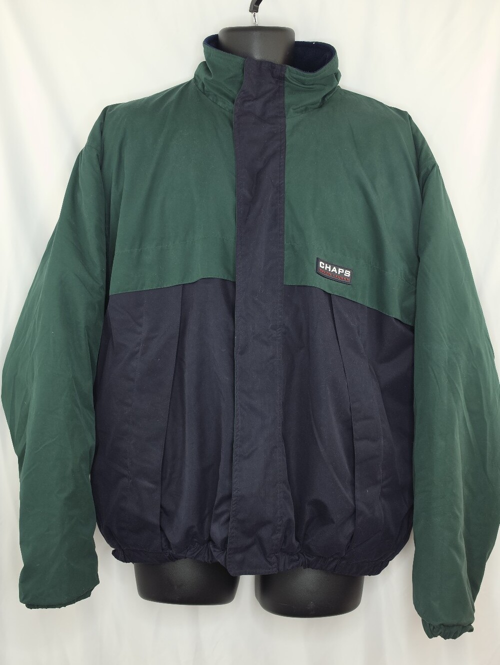 Chaps Ralph Lauren Men's Vintage Colorblock Bomber Jacket Size Large Blue Green